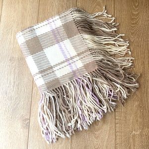 Cream, beige, purple scarf